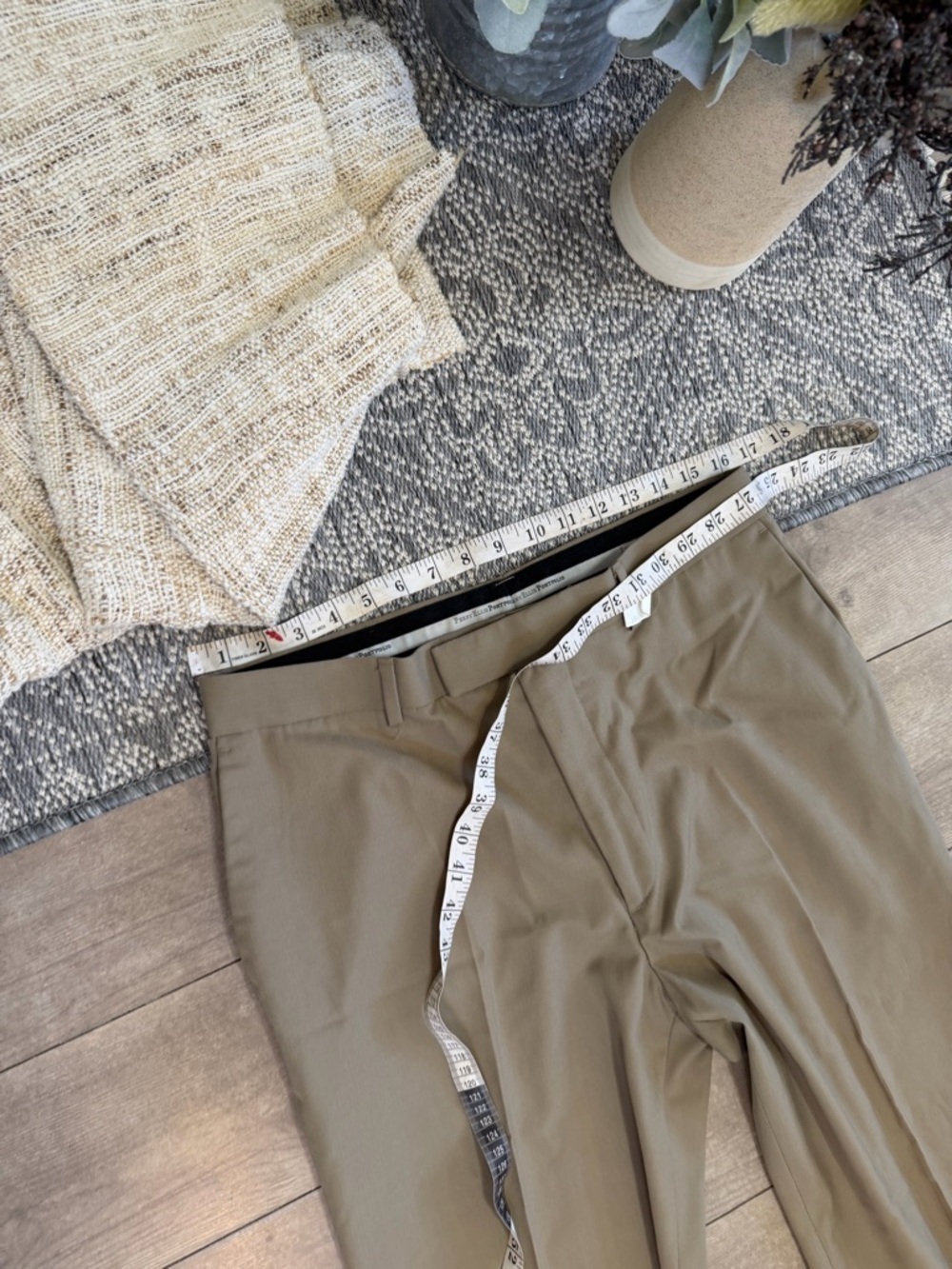 Perry Ellis Pleated Straight Dress Pants 34/32 Men's Rustic Beige Dry Cleaned - Picture 15 of 15